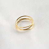 Layered Gold Wave Ring - Waterproof 18K PVD Stacking Ring