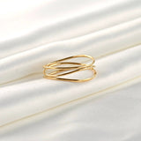 Layered Gold Wave Ring - Waterproof 18K PVD Stacking Ring