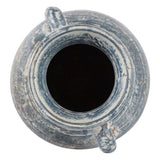 Decorative Vase - Blue/White Terracotta 2-Handle, 9.5 in