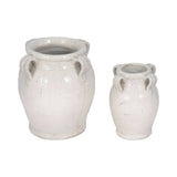 White 9 in. Terracotta Crackle Amphora Vase with Handles