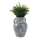 Decorative Vase - Blue/White Terracotta 2-Handle, 9.5 in
