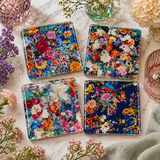 Spring Flowers Mixed Glass Coaster Set of 4 Boutique Accents