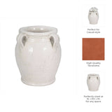 White 9 in. Terracotta Crackle Amphora Vase with Handles