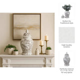 Temple Jar - White/Brown Ceramic Cherry Blossom, 15 in.