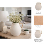 Vase - Ivory Pottery Paper Mache with Rattan Handle, 12 in