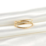 Layered Gold Wave Ring - Waterproof 18K PVD Stacking Ring