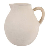 Vase - Ivory Pottery Paper Mache with Rattan Handle, 12 in