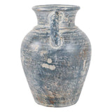 Decorative Vase - Blue/White Terracotta 2-Handle, 9.5 in