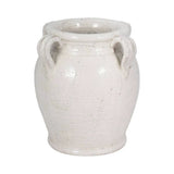White 9 in. Terracotta Crackle Amphora Vase with Handles
