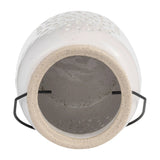 Ceramic Flower Cut Out Lantern with Handle - Ivory, 9 in.