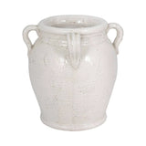 White 9 in. Terracotta Crackle Amphora Vase with Handles