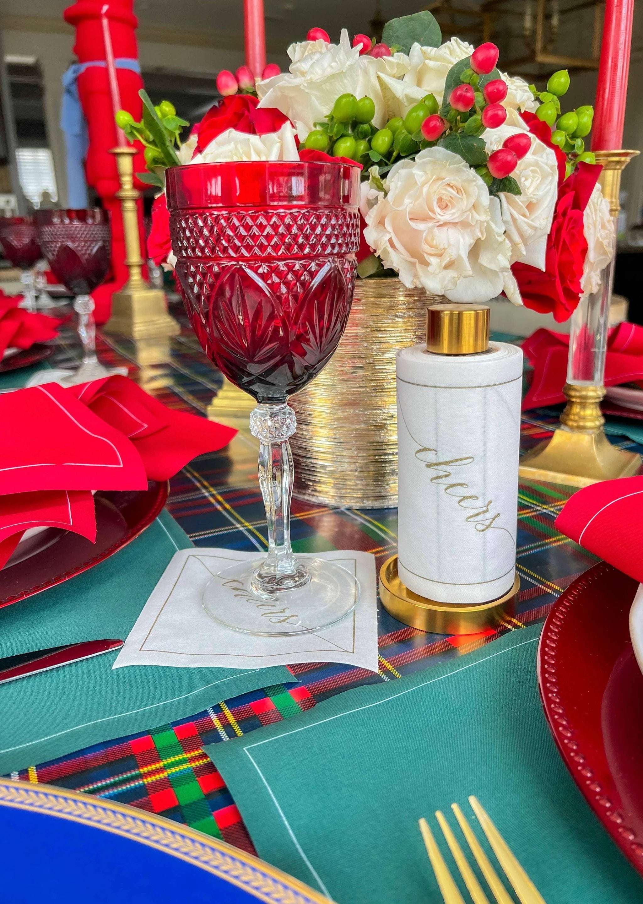 Golden Salute Cheers Luxury Disposable Cocktail Napkins