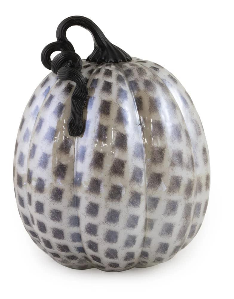 Black & White Check Glass Pumpki