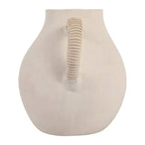 Vase - Ivory Pottery Paper Mache with Rattan Handle, 12 in