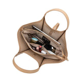 Melie Bianco Malia Ivory Laser Cut Vegan Leather Tote Bag