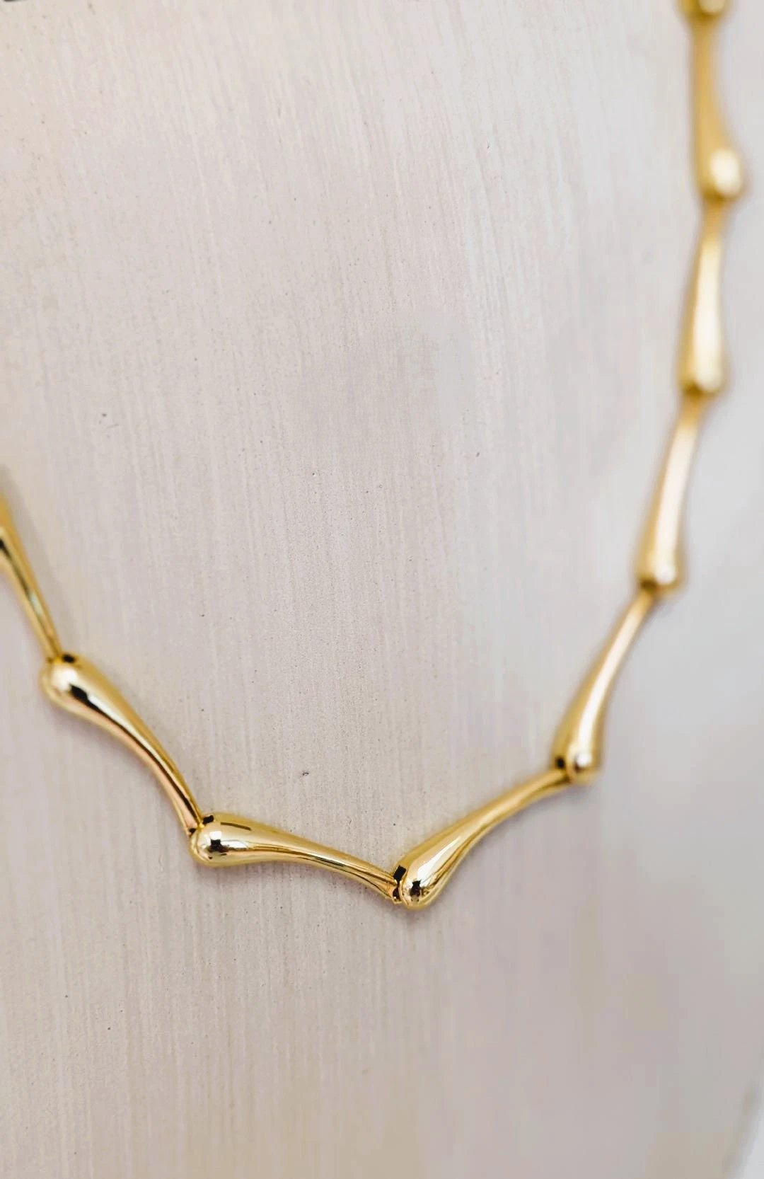 Victoria Necklace by Sahira Jewelry Design; gold-tone necklace with curved elongated links